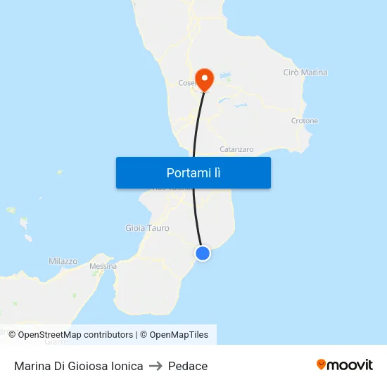 Marina Di Gioiosa Ionica to Pedace map