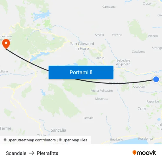 Scandale to Pietrafitta map