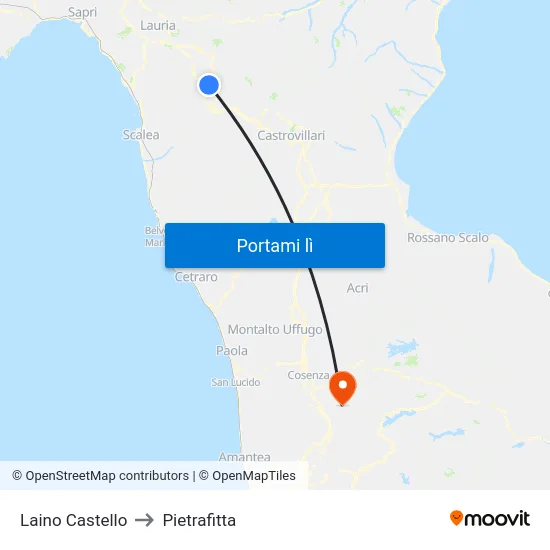 Laino Castello to Pietrafitta map
