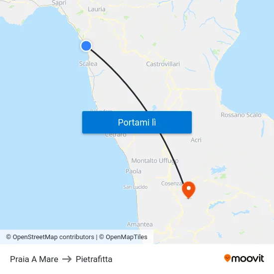 Praia A Mare to Pietrafitta map
