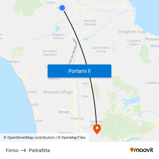 Firmo to Pietrafitta map