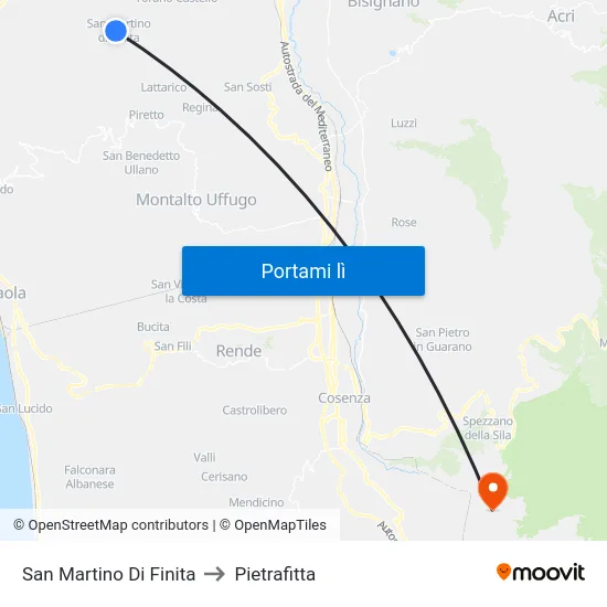 San Martino Di Finita to Pietrafitta map