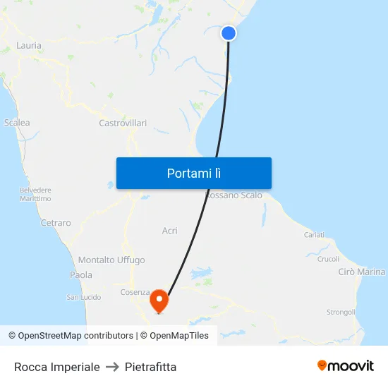 Rocca Imperiale to Pietrafitta map