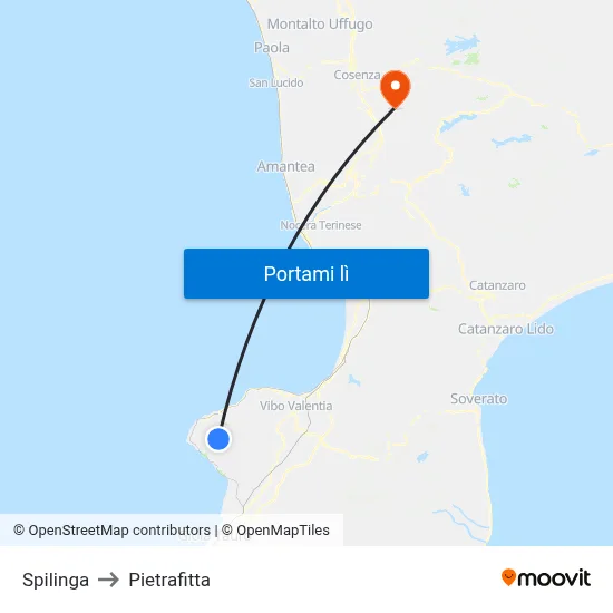 Spilinga to Pietrafitta map
