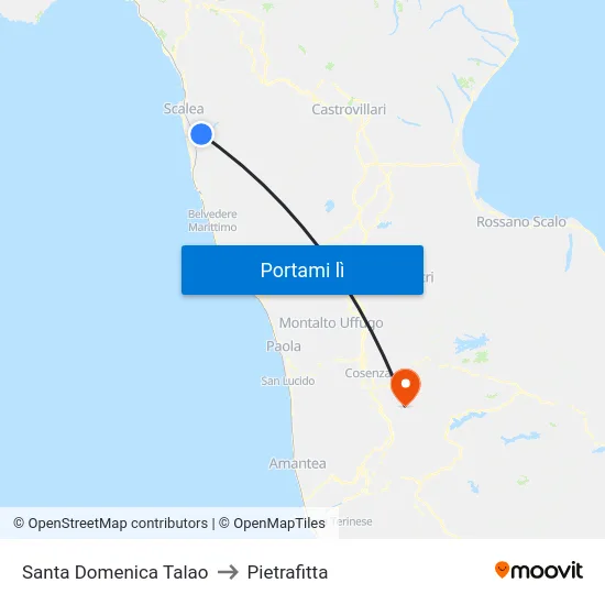 Santa Domenica Talao to Pietrafitta map