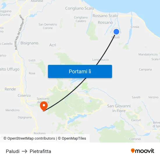 Paludi to Pietrafitta map