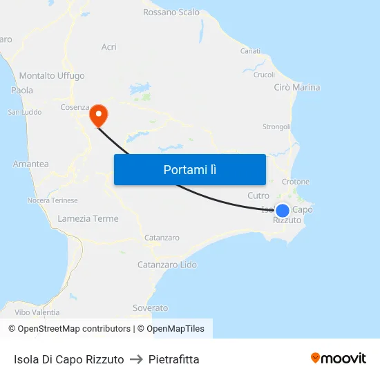 Isola Di Capo Rizzuto to Pietrafitta map