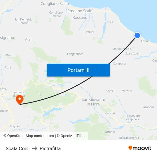 Scala Coeli to Pietrafitta map