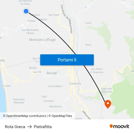 Rota Greca to Pietrafitta map