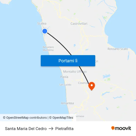 Santa Maria Del Cedro to Pietrafitta map