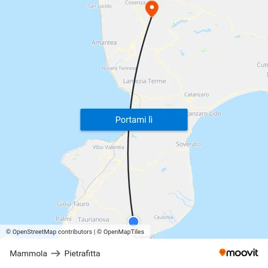 Mammola to Pietrafitta map