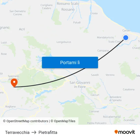 Terravecchia to Pietrafitta map