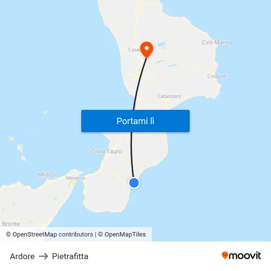 Ardore to Pietrafitta map