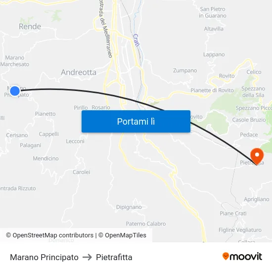 Marano Principato to Pietrafitta map