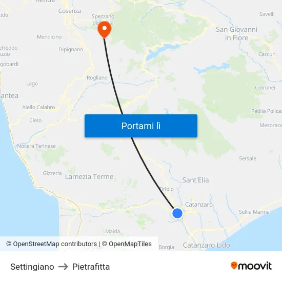 Settingiano to Pietrafitta map