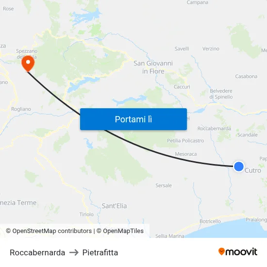 Roccabernarda to Pietrafitta map