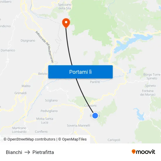 Bianchi to Pietrafitta map