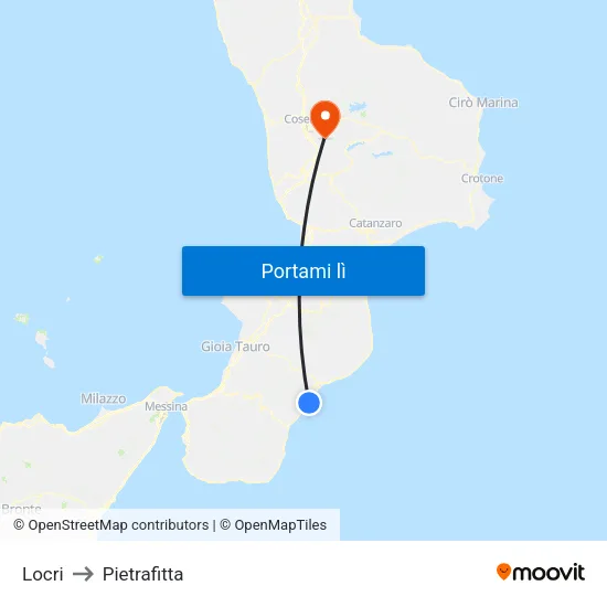 Locri to Pietrafitta map