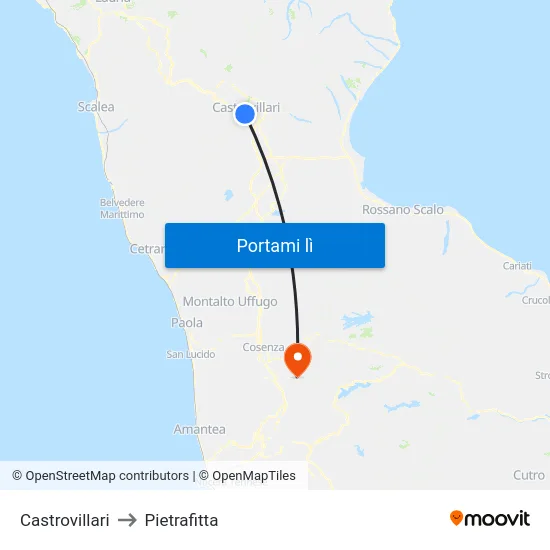 Castrovillari to Pietrafitta map
