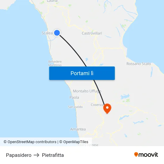 Papasidero to Pietrafitta map