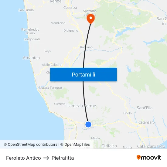 Feroleto Antico to Pietrafitta map