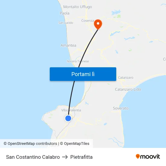 San Costantino Calabro to Pietrafitta map