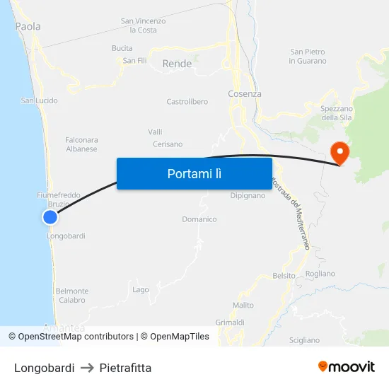 Longobardi to Pietrafitta map