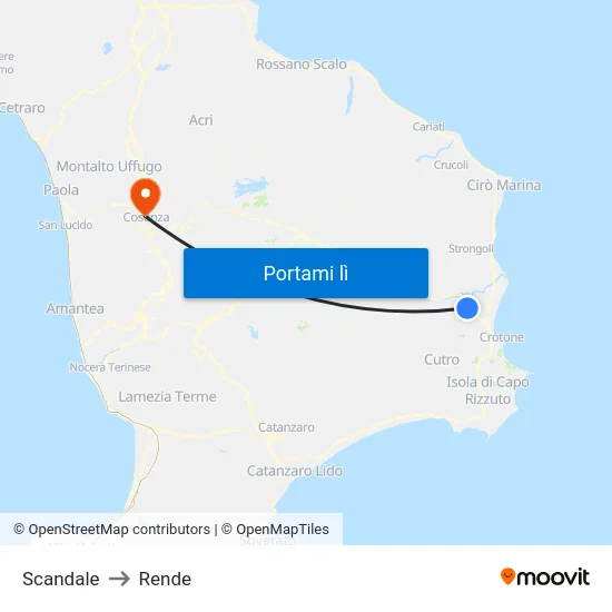 Scandale to Rende map