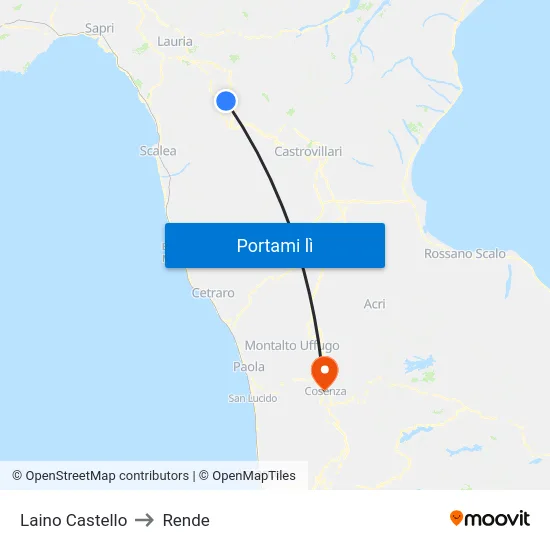 Laino Castello to Rende map