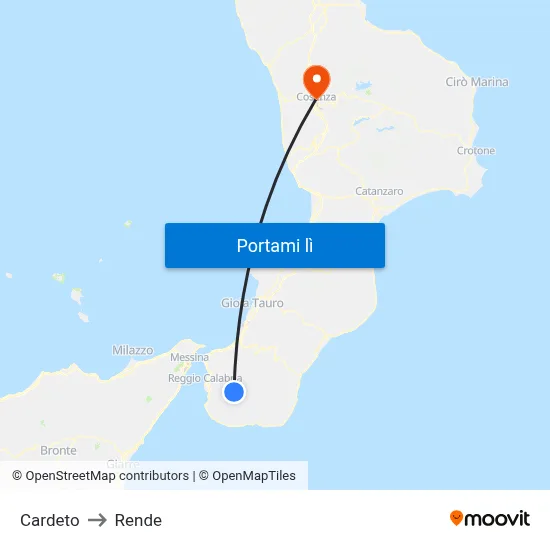 Cardeto to Rende map