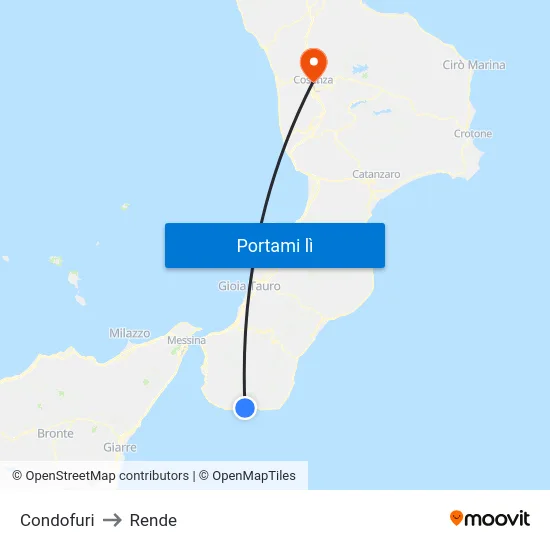 Condofuri to Rende map
