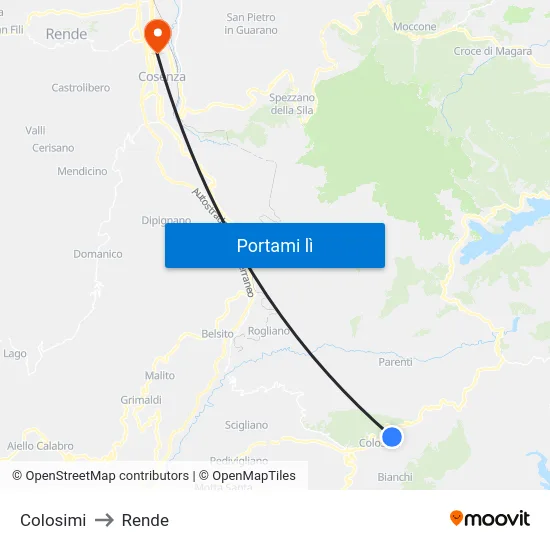 Colosimi to Rende map