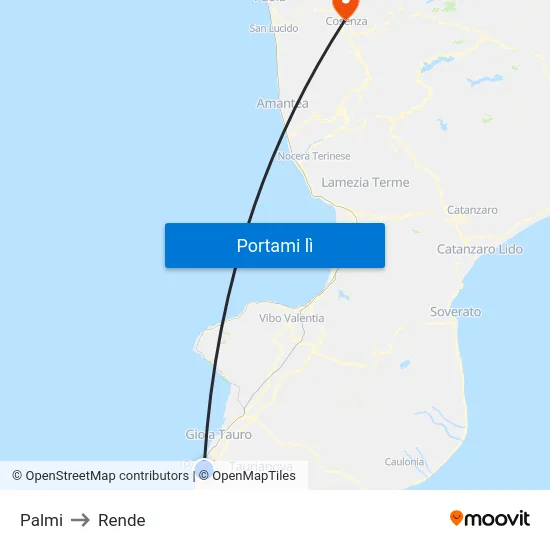 Palmi to Rende map