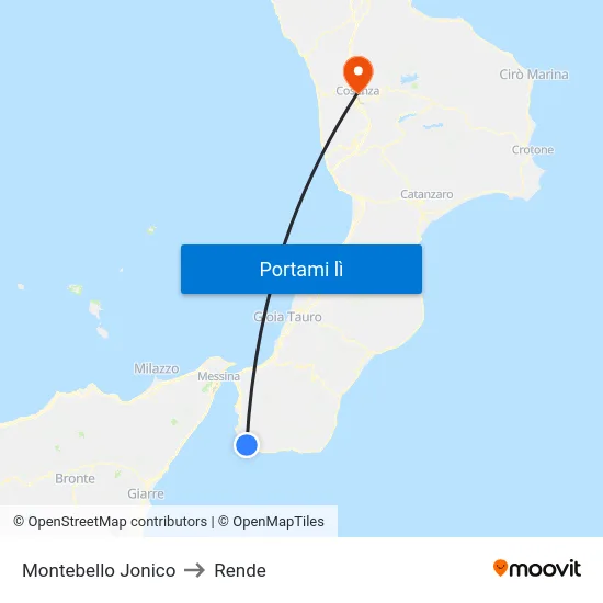 Montebello Jonico to Rende map