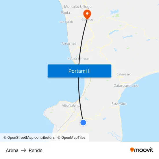 Arena to Rende map