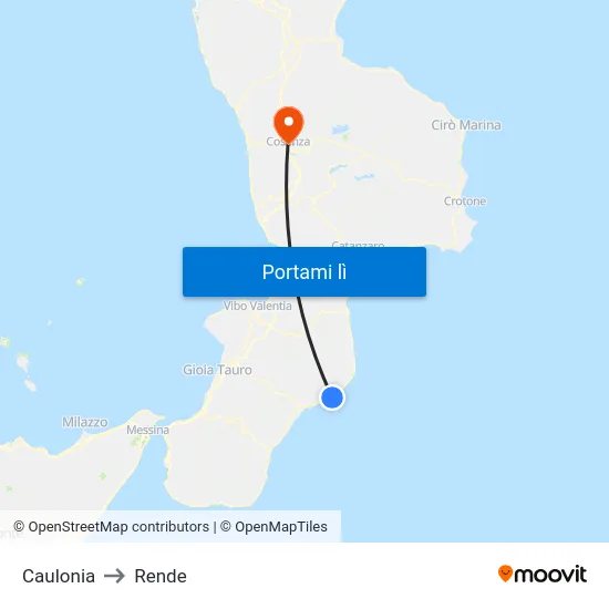 Caulonia to Rende map