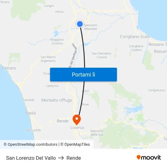 San Lorenzo Del Vallo to Rende map