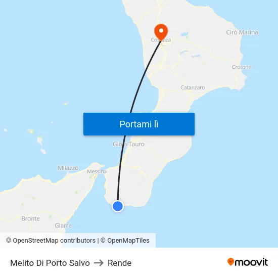 Melito Di Porto Salvo to Rende map