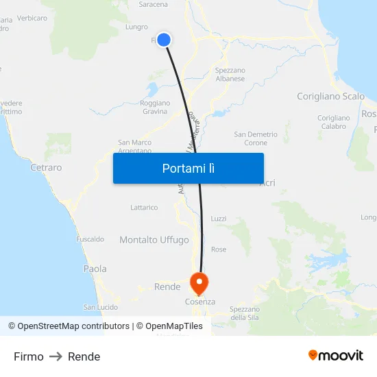 Firmo to Rende map