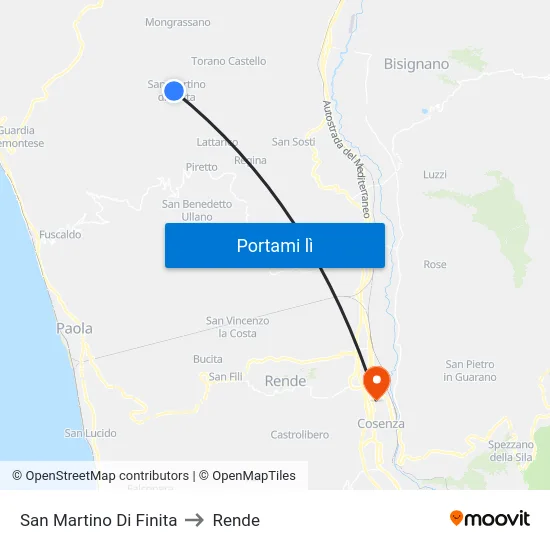 San Martino Di Finita to Rende map