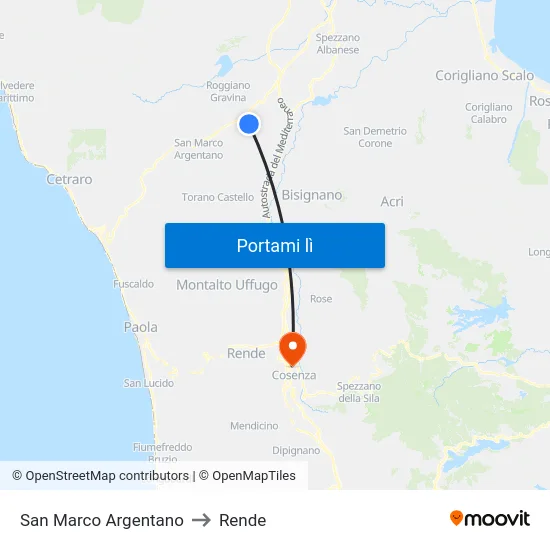 San Marco Argentano to Rende map