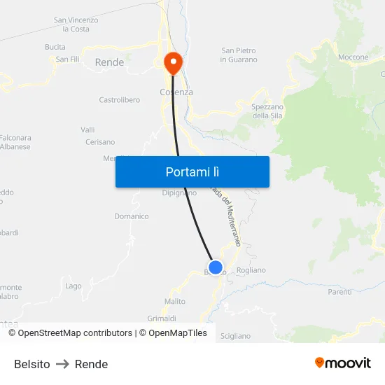 Belsito to Rende map