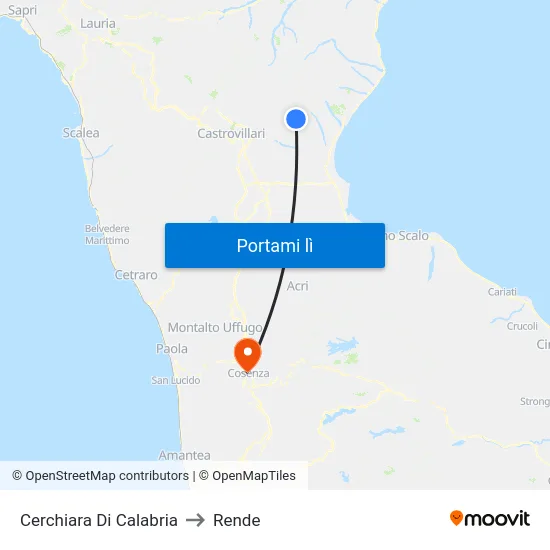 Cerchiara Di Calabria to Rende map