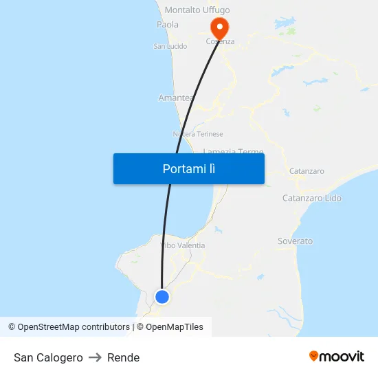 San Calogero to Rende map