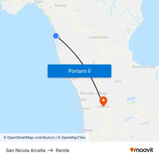 San Nicola Arcella to Rende map
