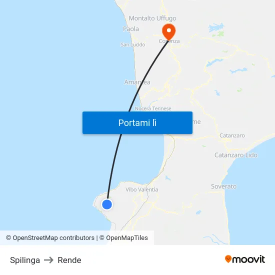 Spilinga to Rende map