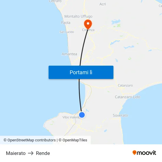 Maierato to Rende map