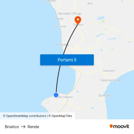Briatico to Rende map