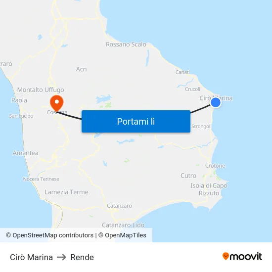 Cirò Marina to Rende map
