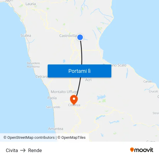 Civita to Rende map